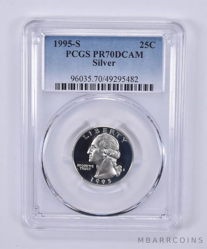 1995-S Washington Quarter Silver PR70 DCAM PCGS Blue Label