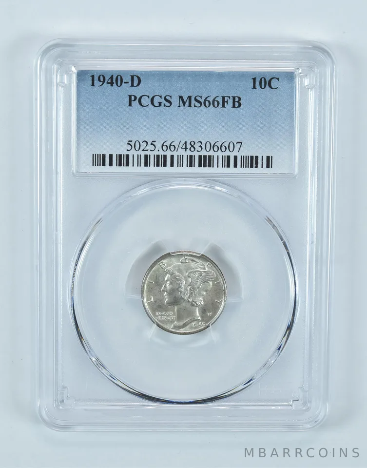 1940-D Mercury Dime MS66 FB PCGS Blue Label