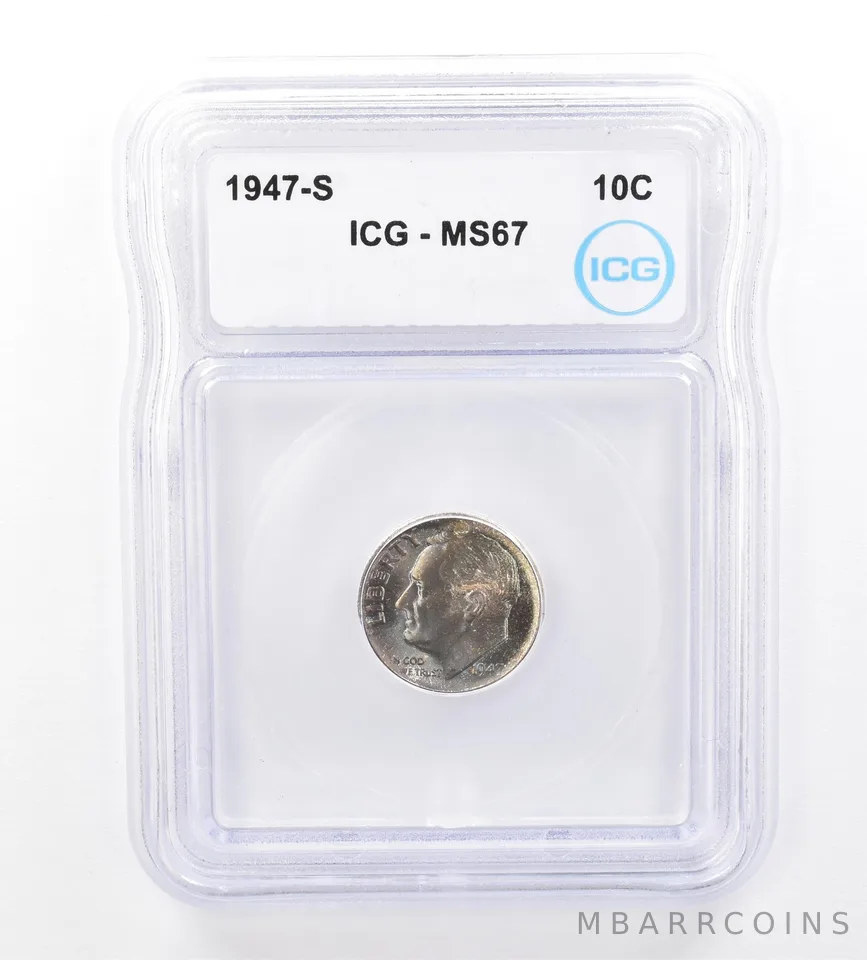 1947-S Roosevelt Dime MS67 ICG Beautiful Tone a1643