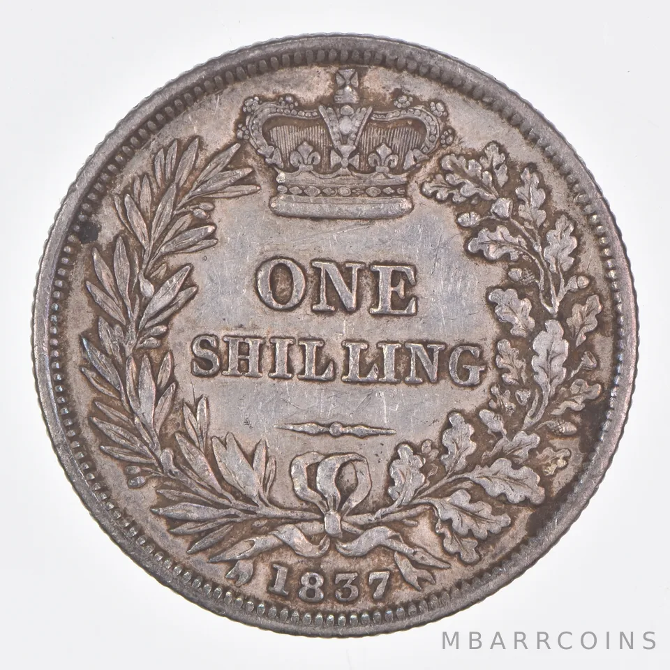 Better Date - 1837 Great Britain 1 Shilling World Coin- Silver *329