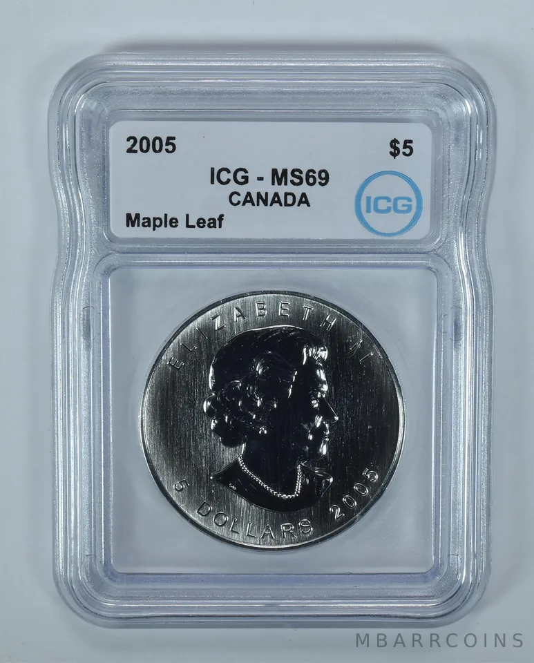 2005 Canada 5 Dollars Silver Maple Leaf 1 Oz Silver MS69 ICG