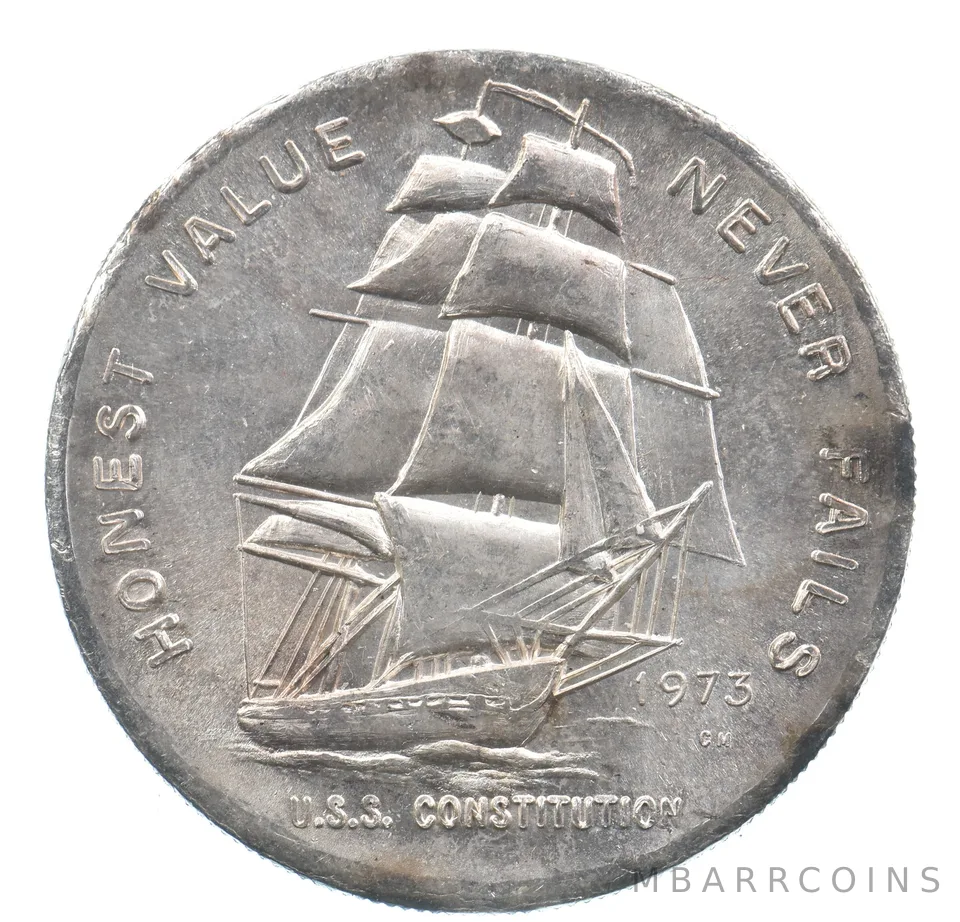 VINTAGE Art Bar/Round 1973 Constitution Honest Never Fails Silver 1 T Oz *200