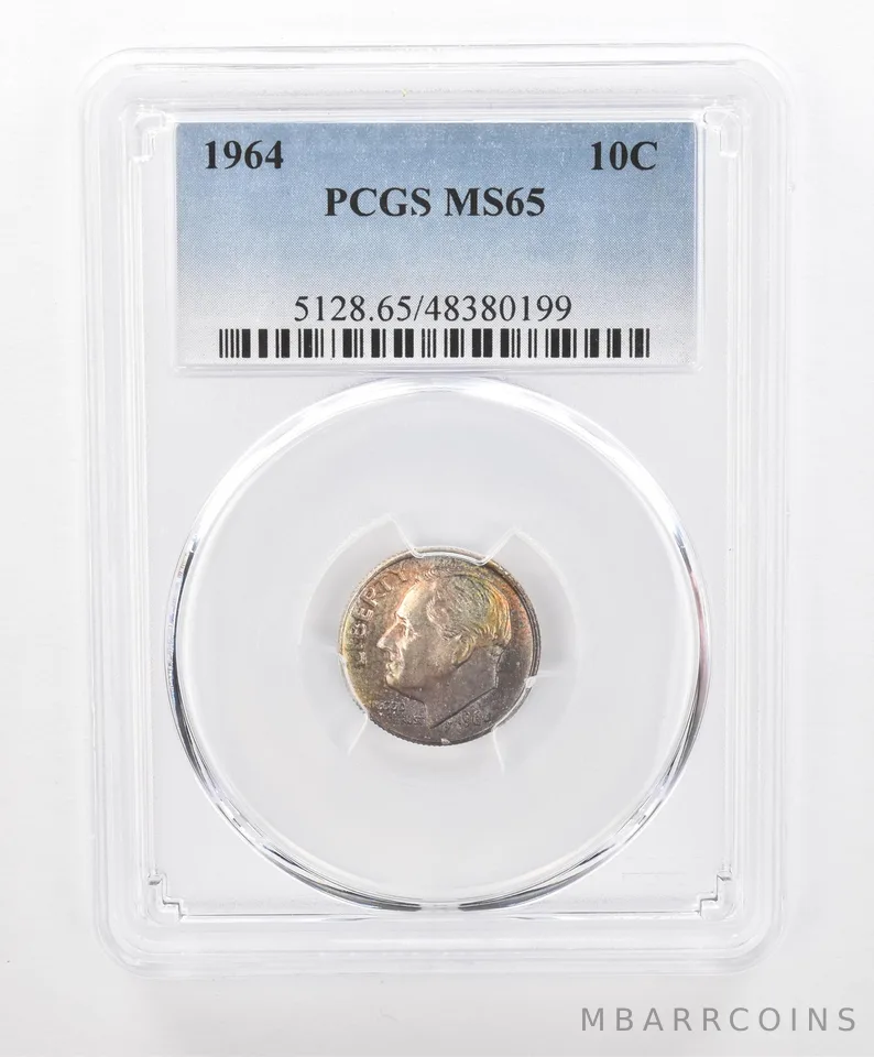 1964 Roosevelt Dime MS65 PCGS Beautiful Tone *2749