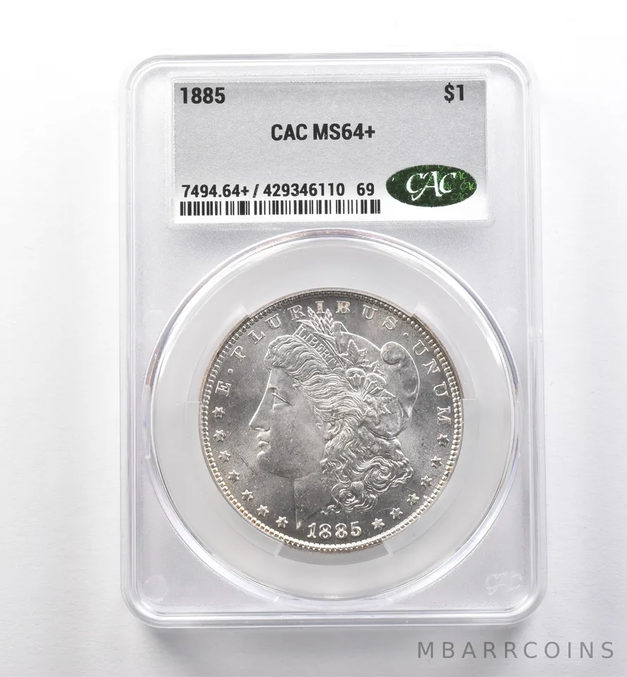 1885 Morgan Silver Dollar MS64+ CAC CACg *2261