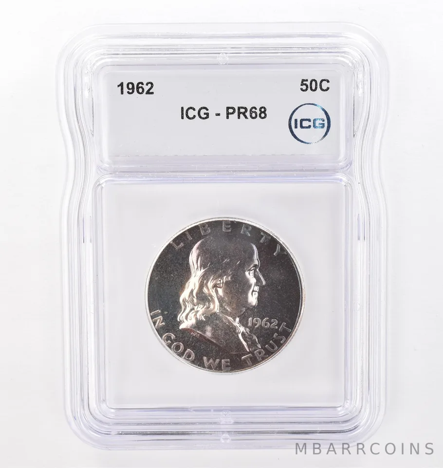 1962 Franklin Half Dollar PR68 ICG Beautiful Tone *4293