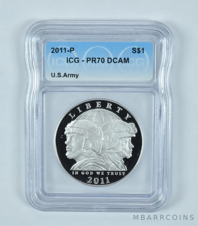 2011-P US Army Commemorative Silver Dollar PR70 DCAM ICG