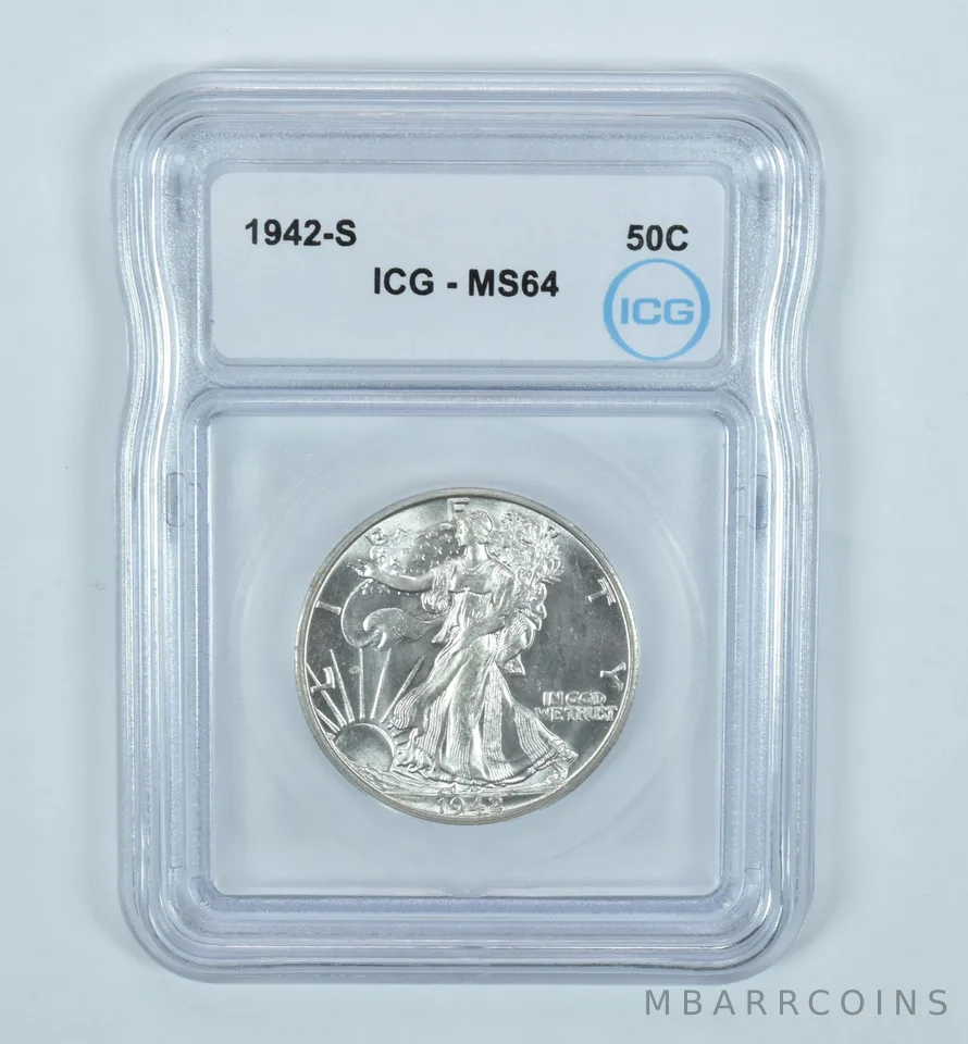 1942-S Walking Liberty Half Dollar MS64 ICG