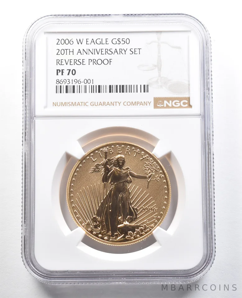 2006-W $50 American Gold Eagle Reverse Proof 1 Oz (Anniv. Set) PF70 NGC
