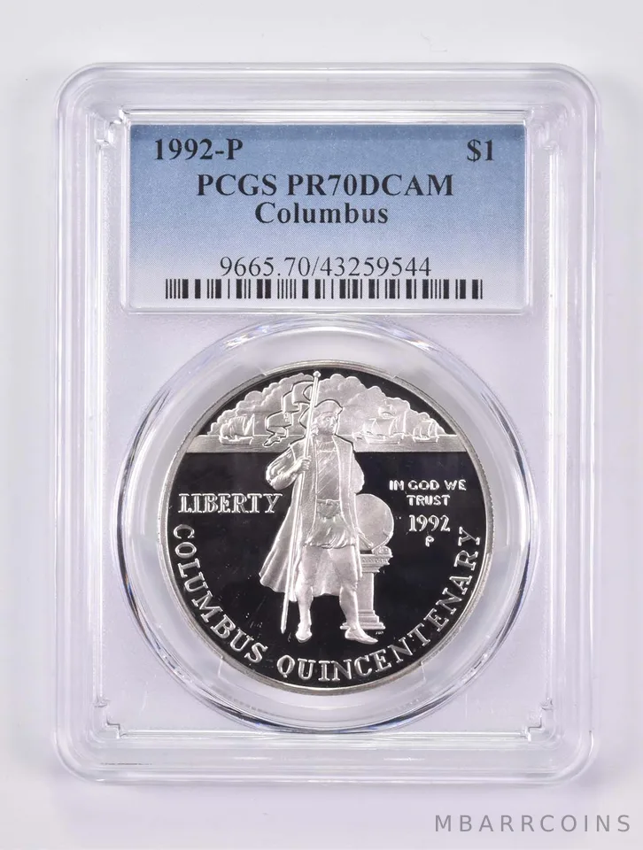 1992-P Columbus Commemorative Silver Dollar PR70 DCAM PCGS