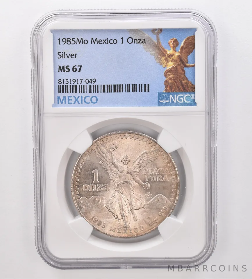 1985 Mo Mexico 1 Onza Silver Libertad MS67 NGC Beautiful Tone a9868