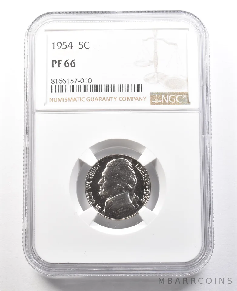 1954 Jefferson Nickel PF66 NGC PQ Cameo Contrast *8041