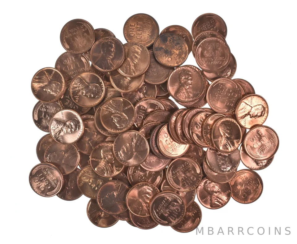 Lot Of (100) 1950-1958 Gem BU Red Lincoln Wheat Cent Lot Collection *540