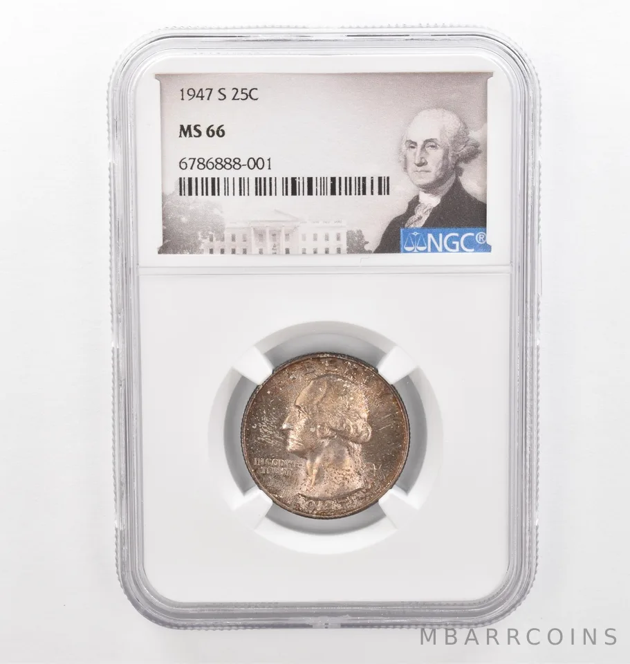 1947-S Washington Quarter MS66 NGC Beautiful Tone *2292