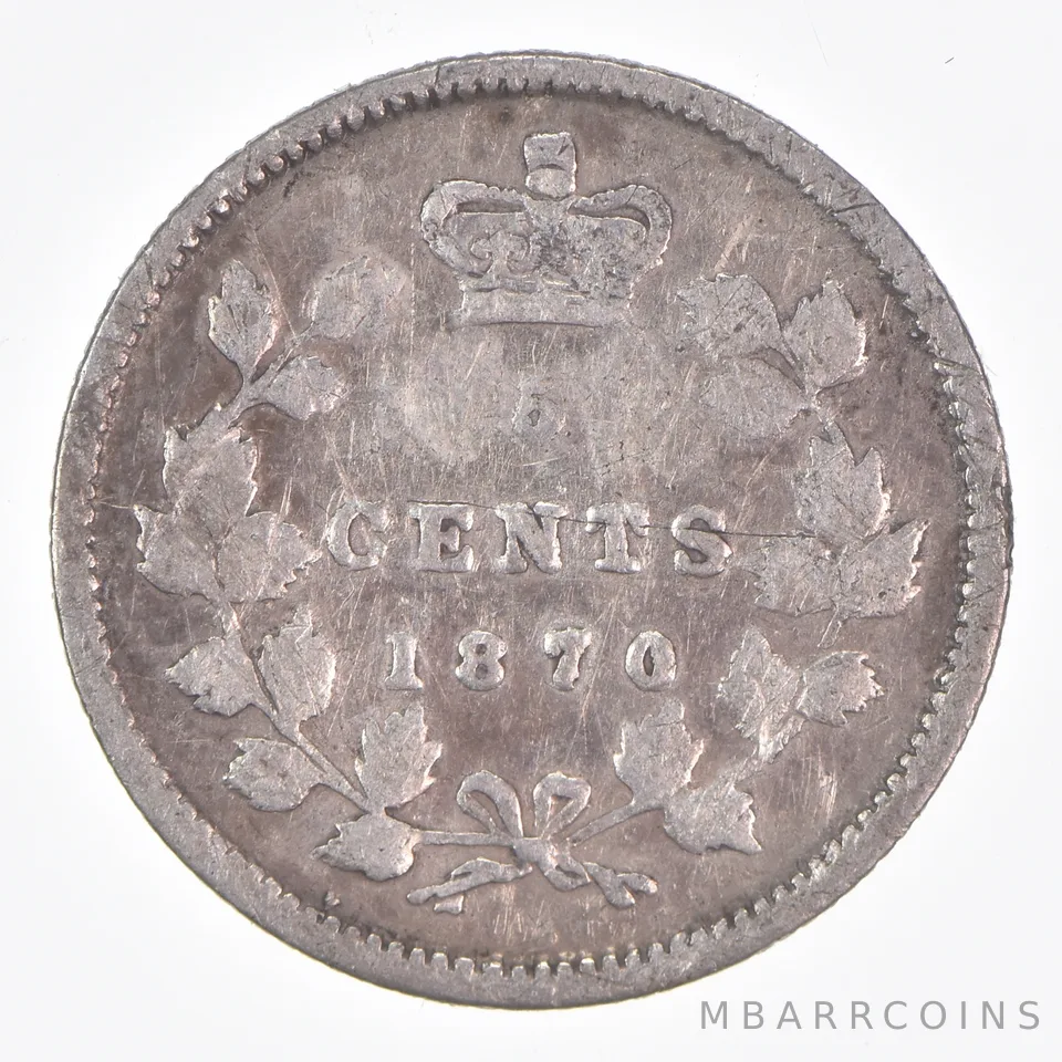Better Date - 1870 Canada 5 Cents World Coin- Silver *156
