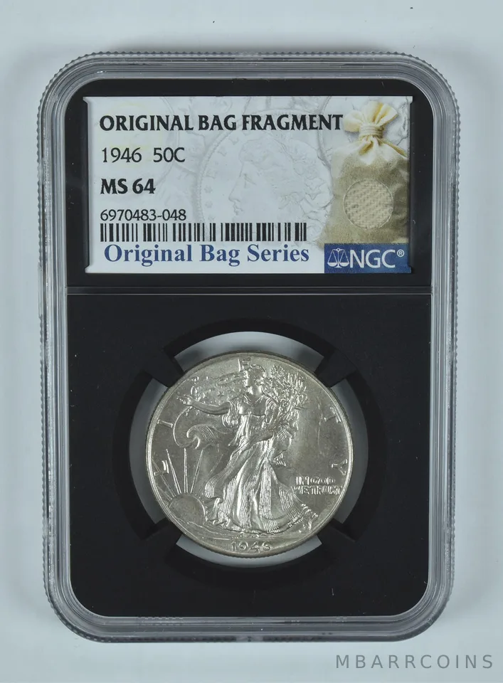 1946 Walking Liberty Half Dollar Original Bag Fragment MS64 NGC