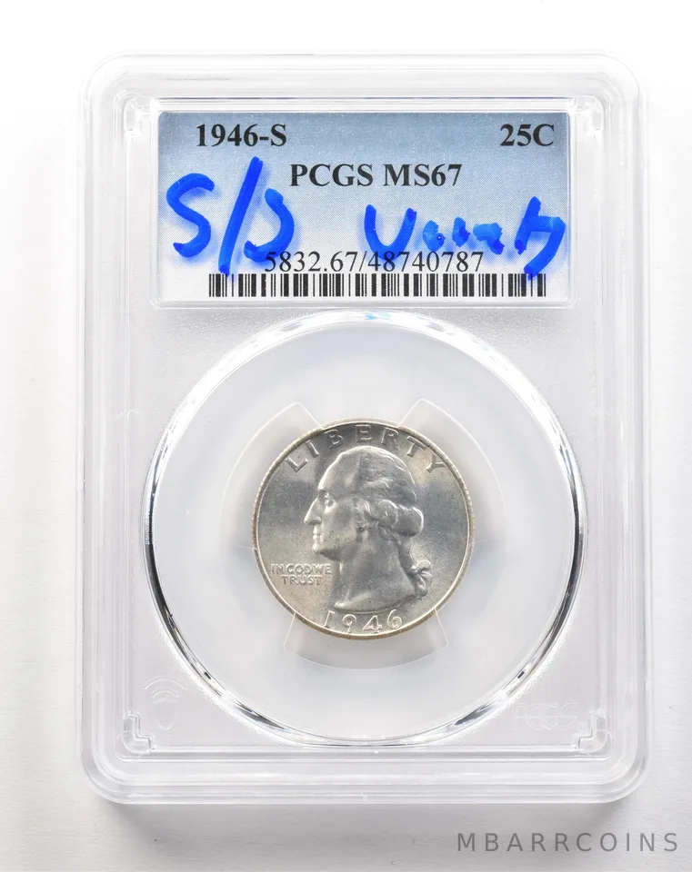 1946-S Washington Quarter MS67 PCGS S/S Variety a5160