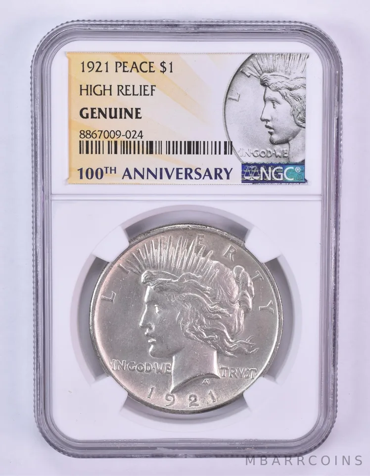 1921 Peace Silver Dollar High Relief Genuine NGC *1098