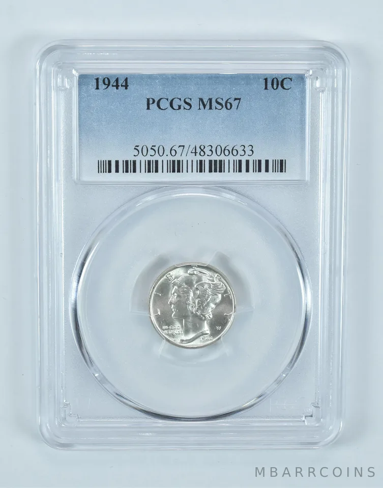 1944 Mercury Dime MS67 PCGS Blue Label