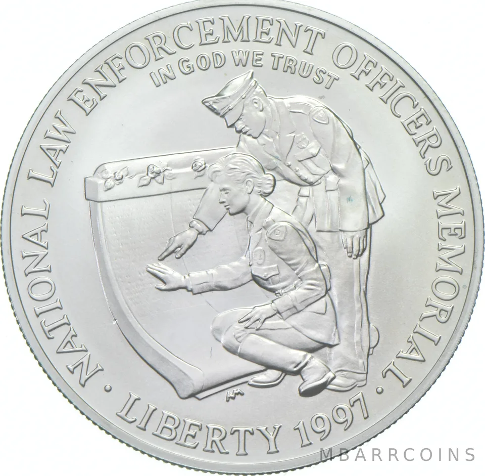 1997-P Unc Law Enforcement Memorial Commemorative Silver Dollar $1