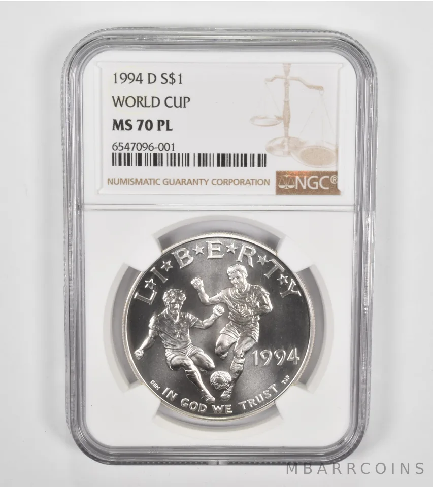 MS70 PL 1994-D World Cup Tournament Commemorative Silver Dollar NGC *1393