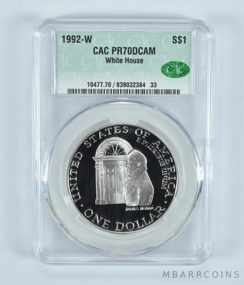 1992-W White House Commemorative Silver Dollar PR70 DCAM CAC CACg