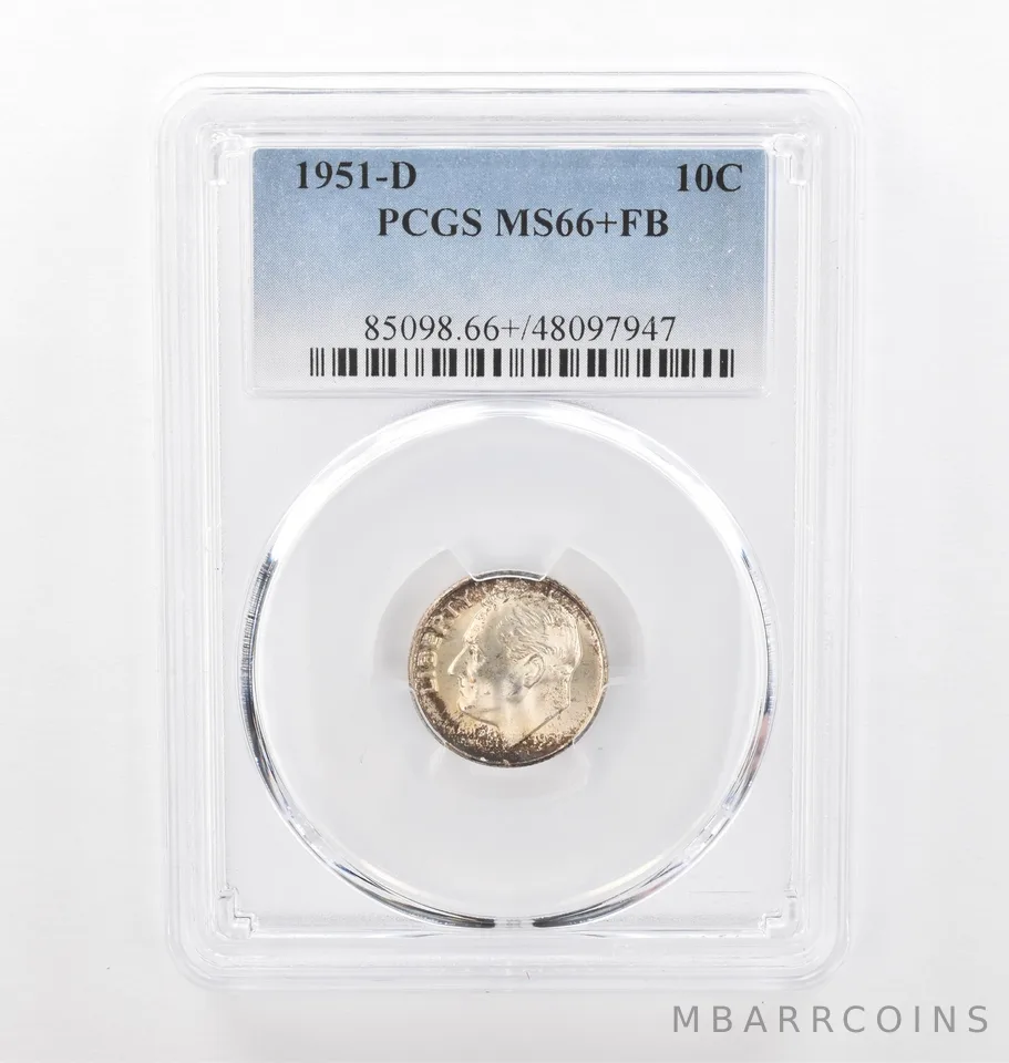 1951-D Roosevelt Dime MS66+ FB PCGS Beautiful Tone *2194