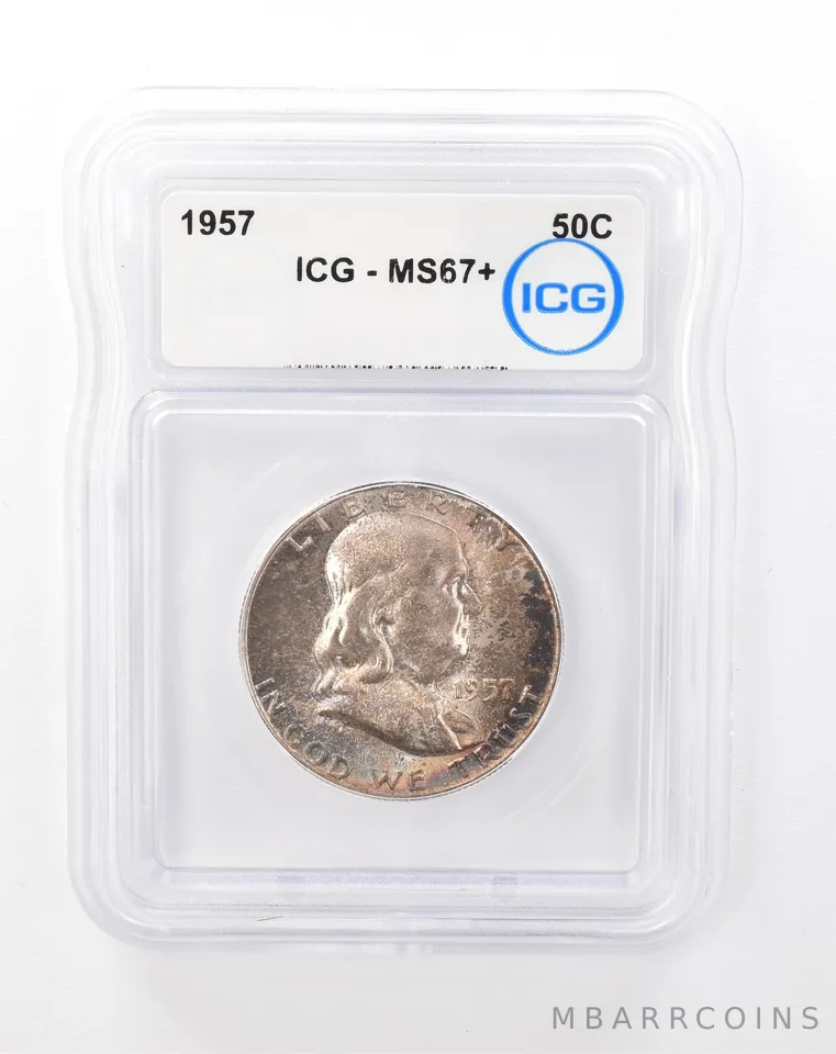 1957 Franklin Half Dollar MS67+ ICG Beautiful Tone *6742
