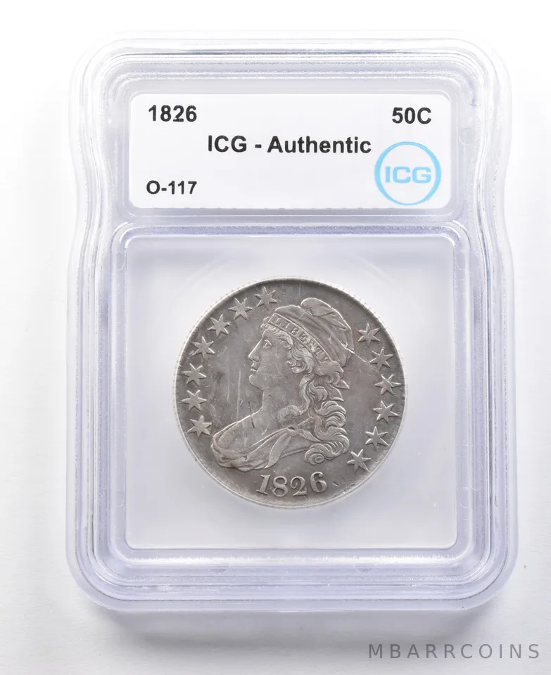 1826 Capped Bust Half Dollar O-117 Authentic ICG *3006