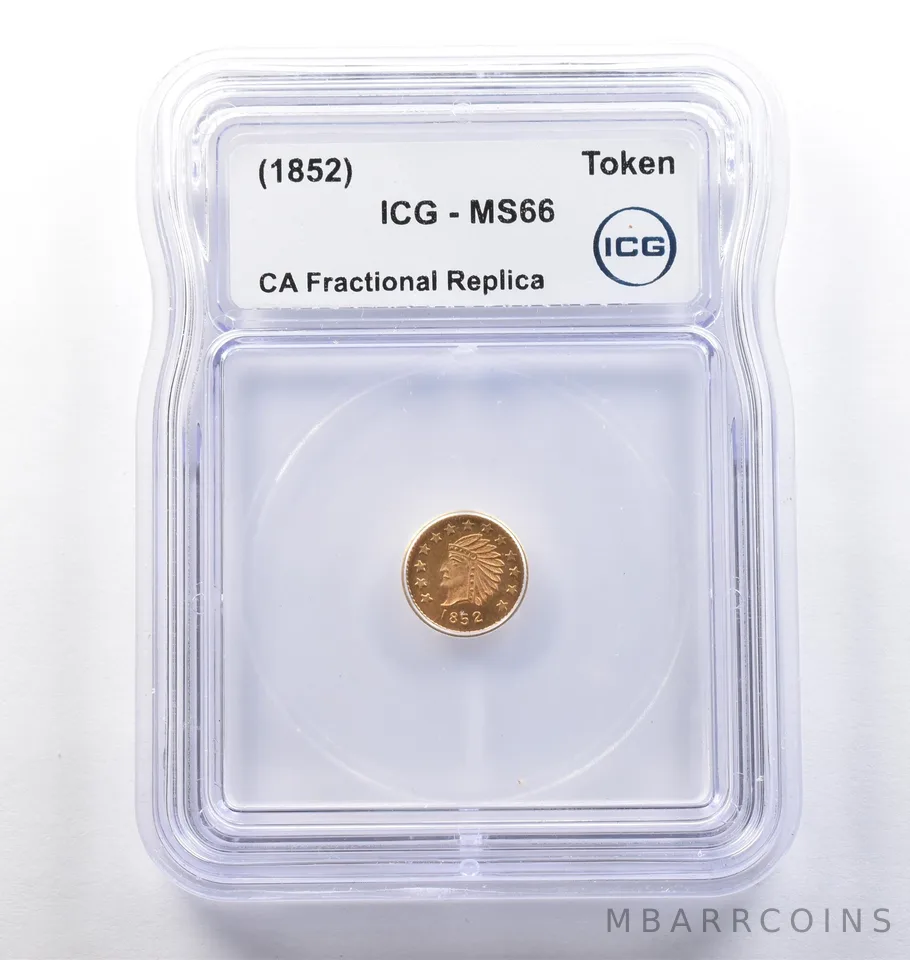 (1852) CA Fractional Gold Style Token Indian Head 1/2 Dollar MS66 ICG *3823