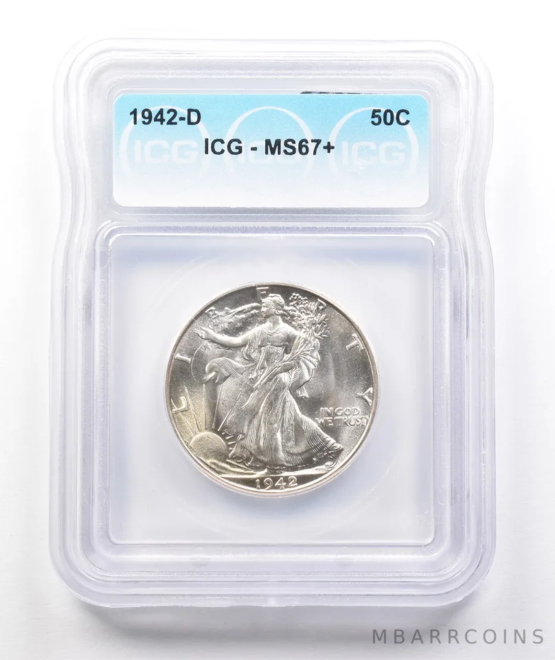 1942-D Walking Liberty Half Dollar MS67+ ICG a2879