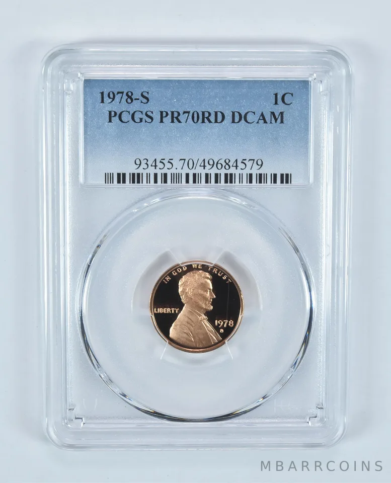 1978-S Lincoln Memorial Cent PR70 RD DCAM PCGS Blue Label