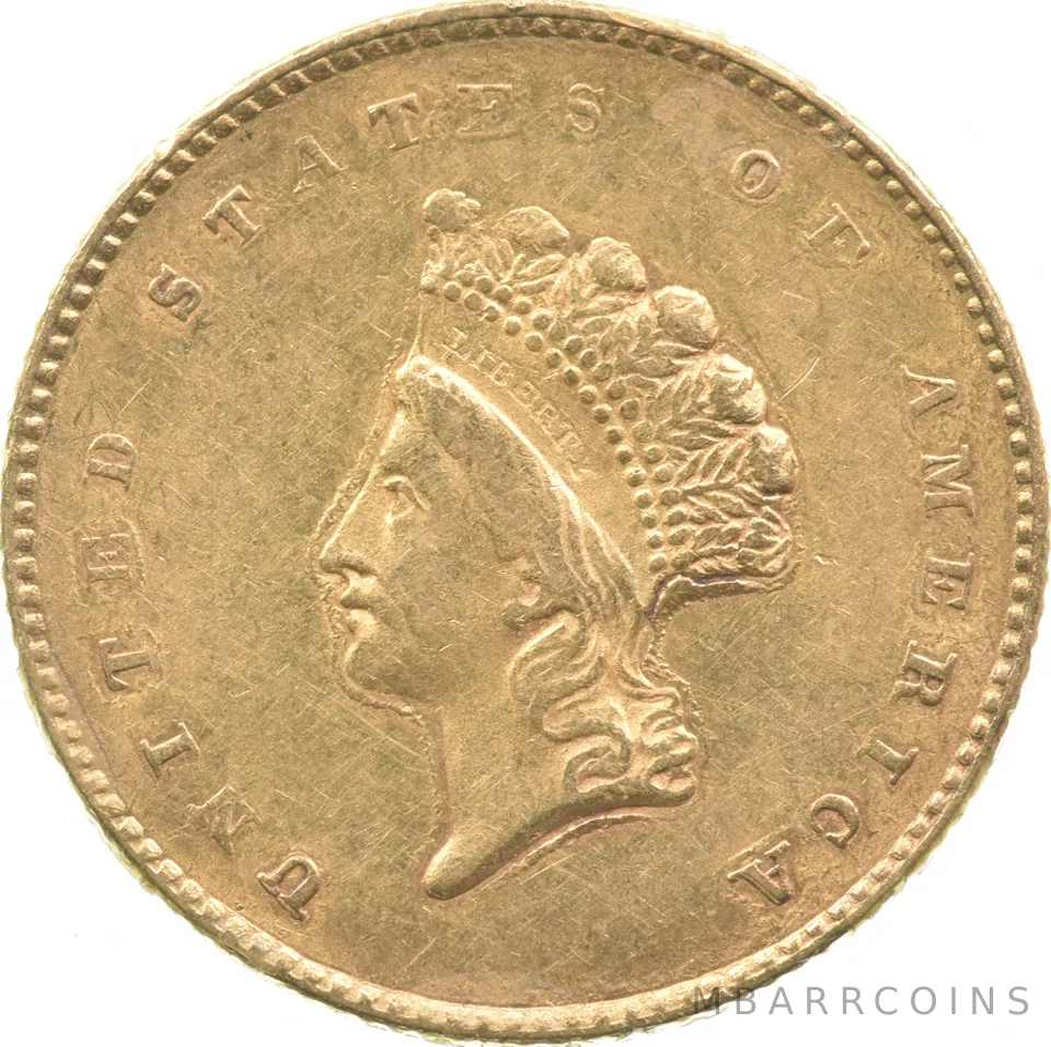 1854 $1 Indian Princess Head Gold Dollar a7647