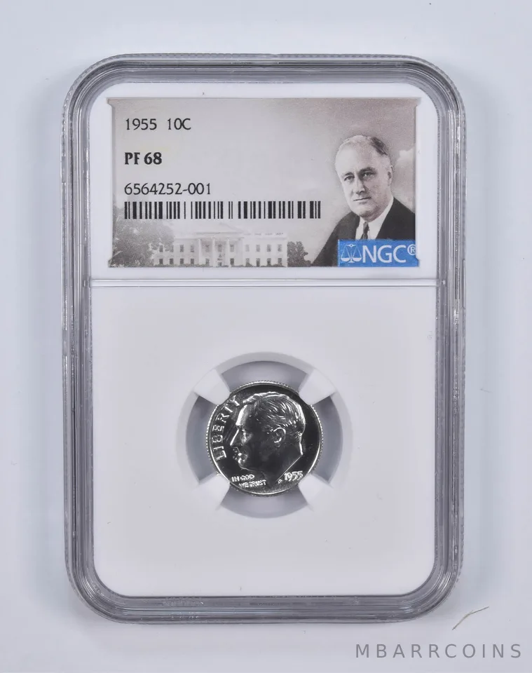 1955 Roosevelt Dime PF68 NGC Special Lbl