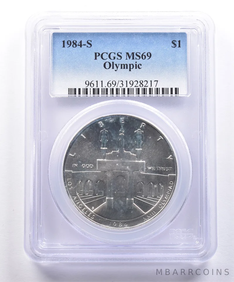 1984-S Olympic Commemorative Dollar MS69 PCGS Blue Label