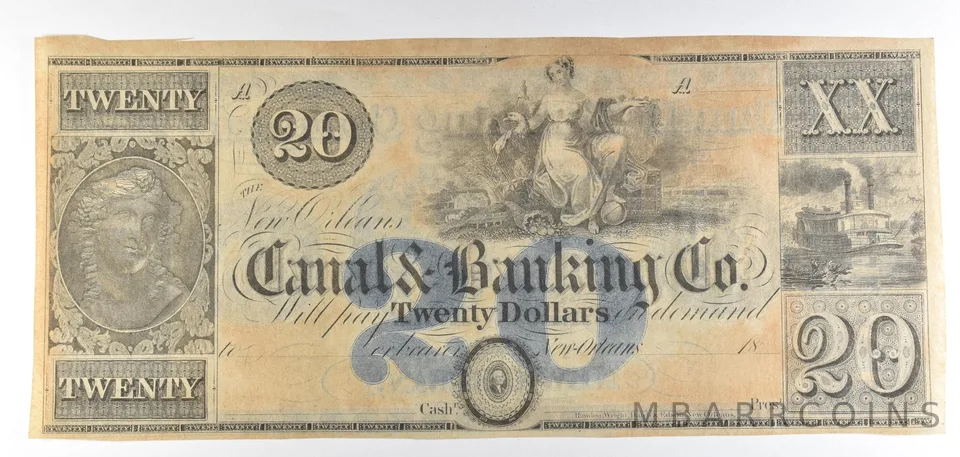 1800s $20 New Orleans LA Canal & Banking Co Obsolete Note *8860
