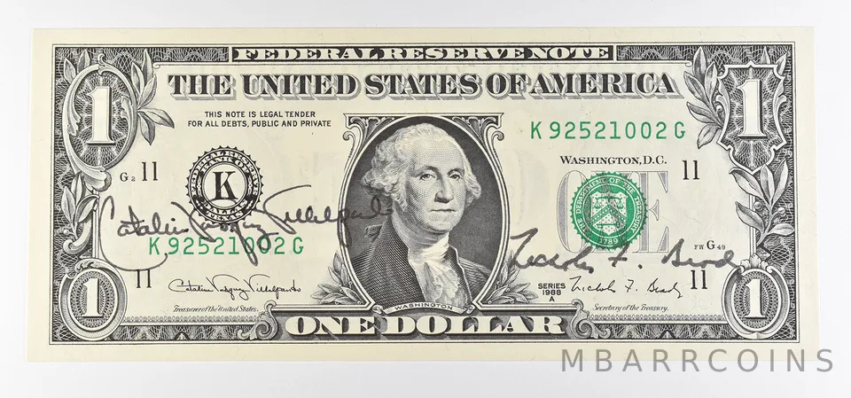 1988 A $1 Dallas TX FRN Green Seal Courtesy Signature *0925