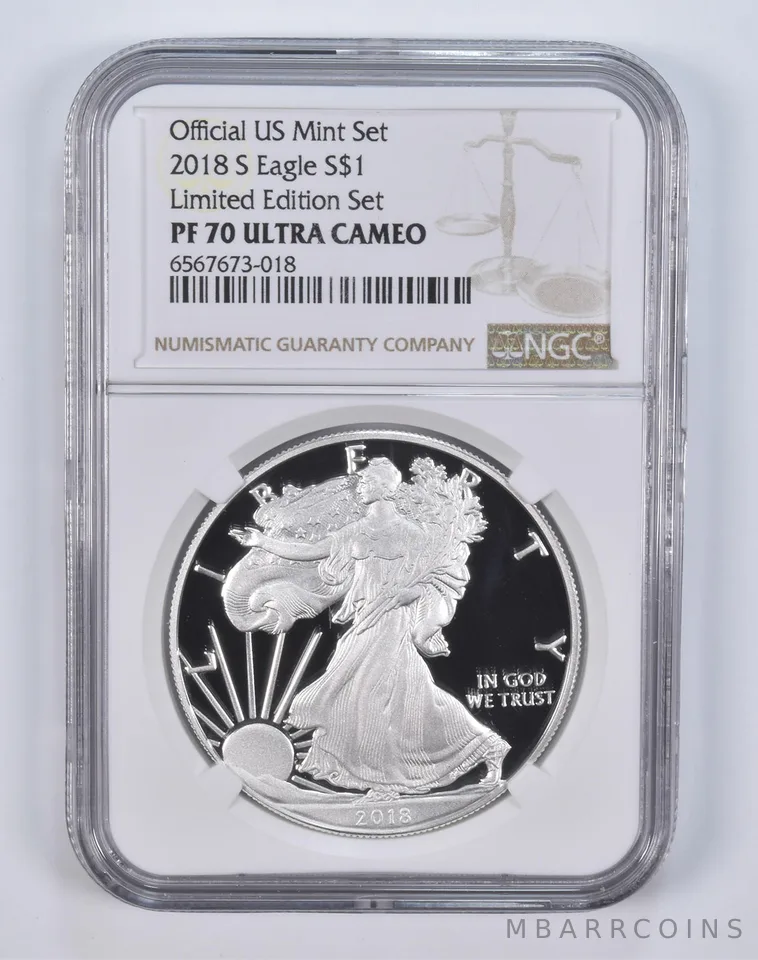 2018-S American Silver Eagle Limited Edition Set PF70 UCAM NGC Brown Label