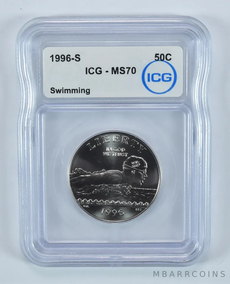 1996-S Olympic Swimming Commemorative Half Dollar MS70 ICG