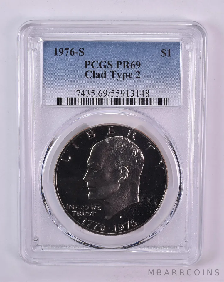 1976-S Eisenhower $1 Type 2 CLAD PR69 PCGS Blue Label