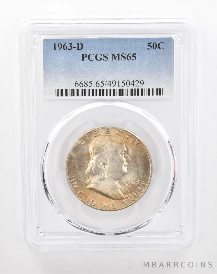 1963-D Franklin Half Dollar MS65 PCGS Beautiful Tone *2893