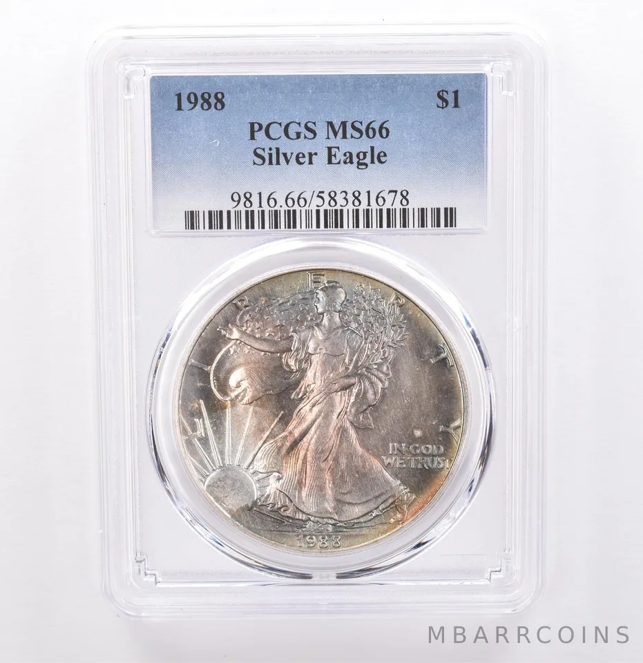 1988 American Silver Eagle MS66 PCGS Beautiful Tone *9277