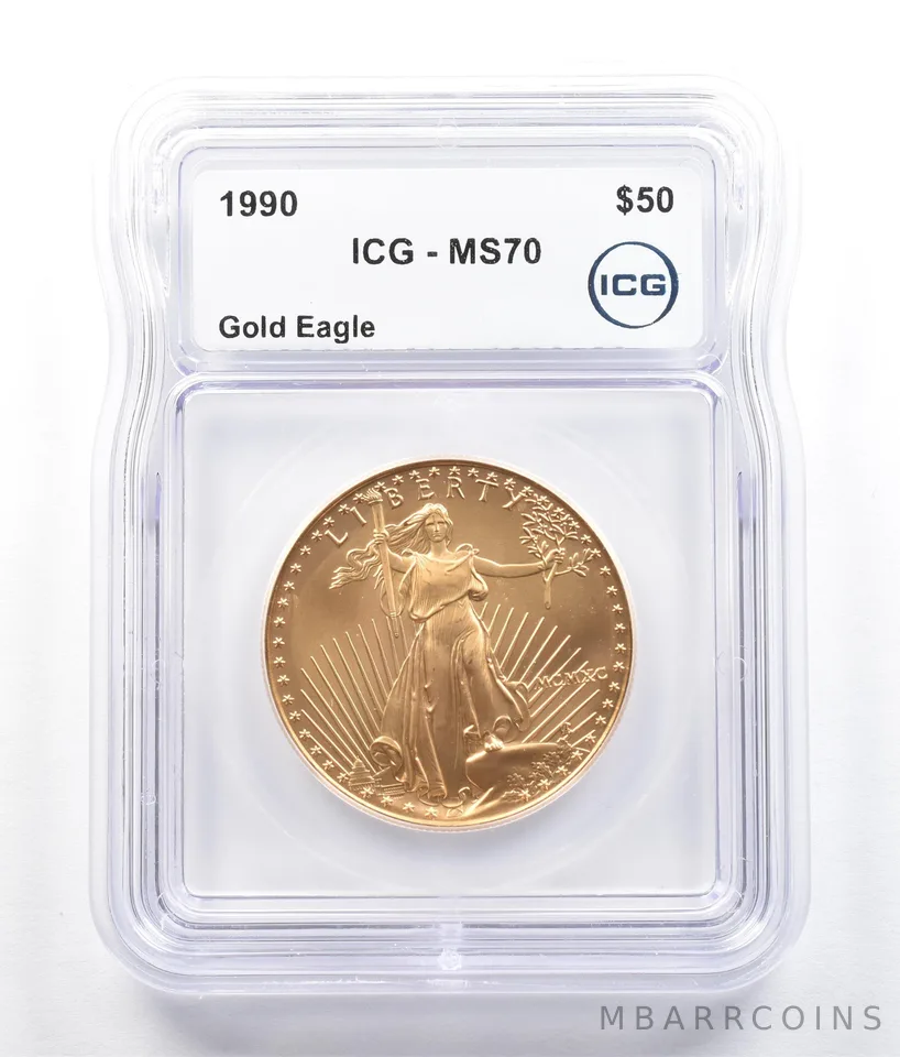 1990 $50 American Gold Eagle 1 Oz Gold MS70 ICG