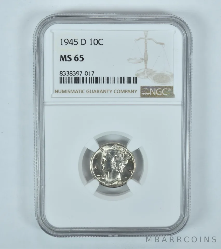 1945-D Mercury Dime MS65 NGC Brown Label