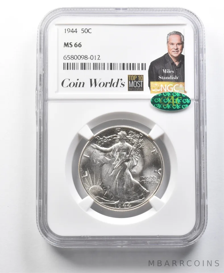 1944 Walking Liberty Half Dollar Miles Standish MS66 NGC CAC *8554