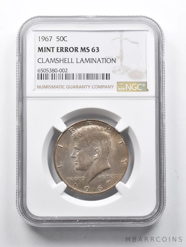 Mint Error MS63 1967 Kennedy Half Dollar Clamshell Lamintaion NGC *1410