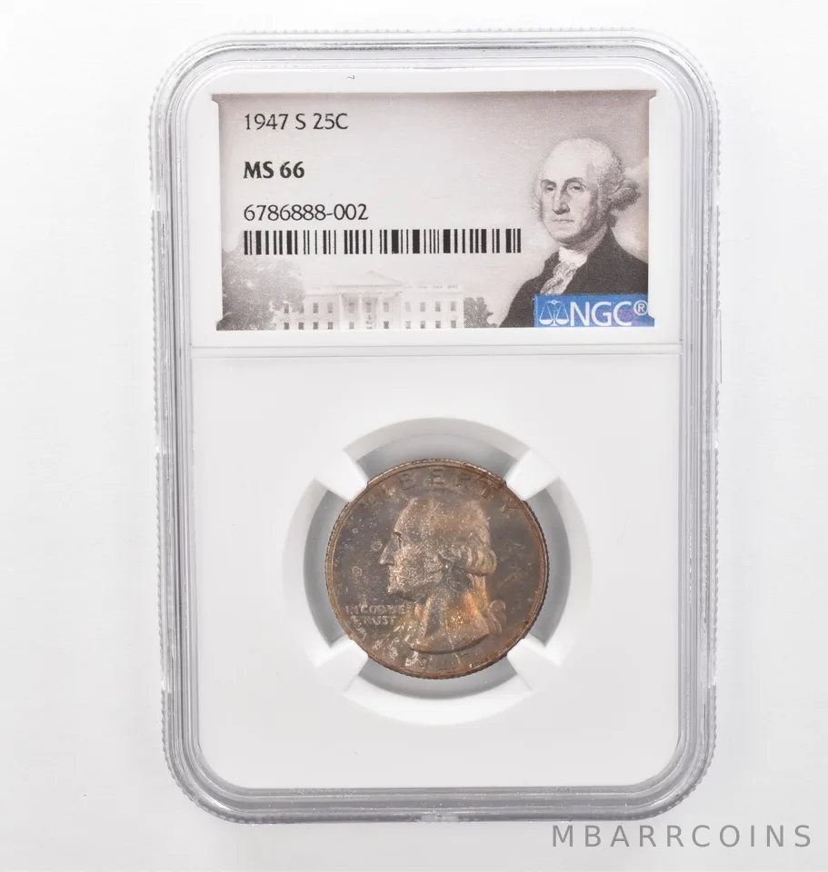 1947-S Washington Quarter MS66 NGC Beautiful Tone *2286
