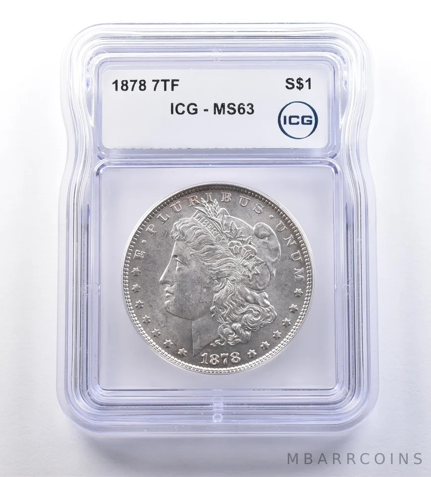 1878 7TF Morgan Silver Dollar MS63 ICG a9187