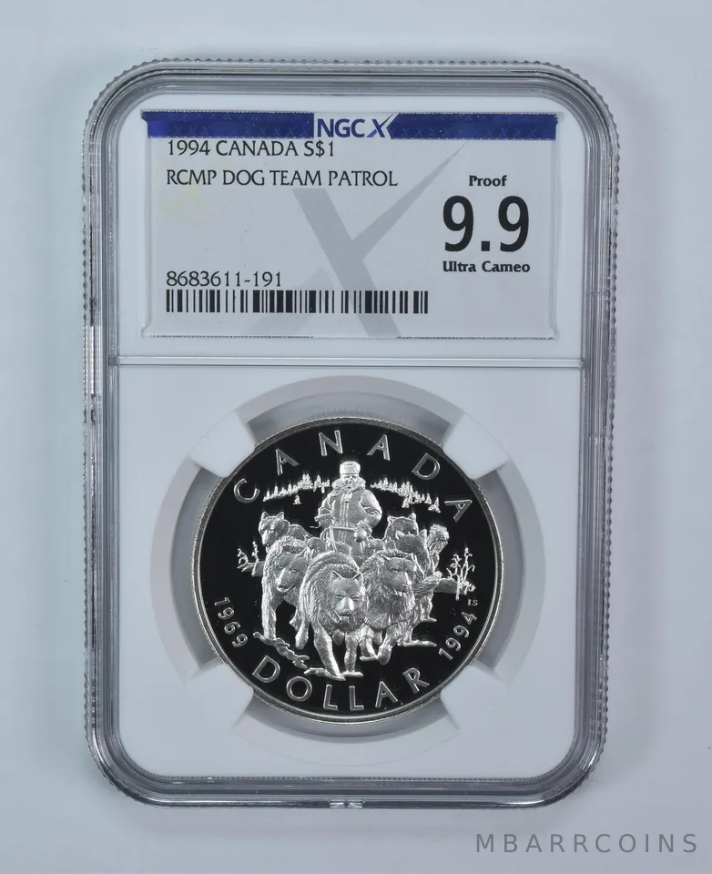 1994 Canada 1 Dollar Silver RCMP Dog Team Proof 9.9 UCAM NGC X NGCX