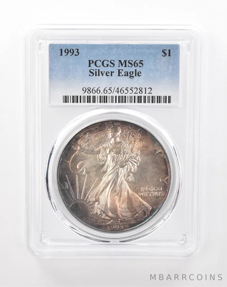 1993 American Silver Eagle MS65 PCGS Beautiful Tone *0102