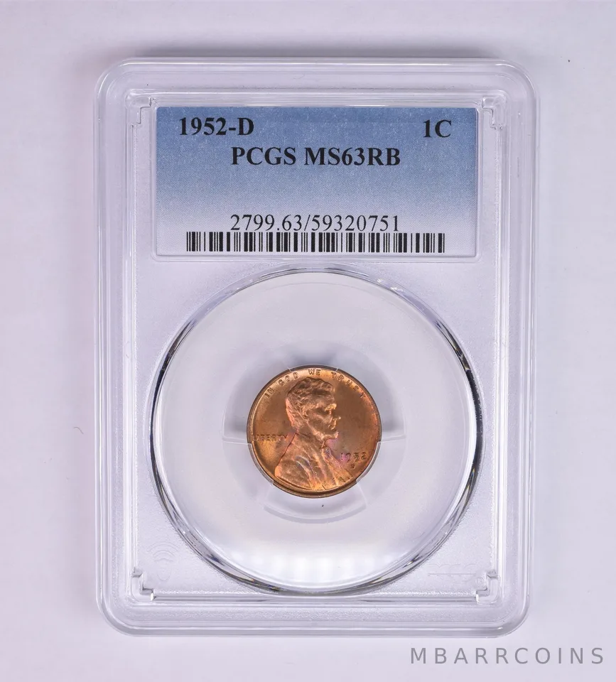 1952-D Lincoln Wheat Cent MS63 RB PCGS Beautiful Tone a1216